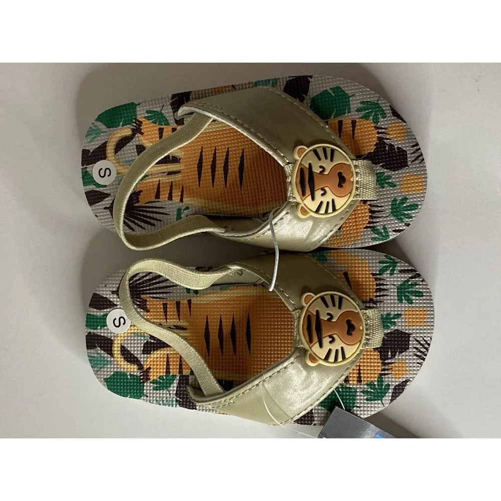 Swiggles Jungle Lion Toddler Boys Flip Flops Medium 7/8 NWT A24